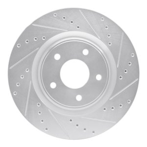 Nissan Rogue Brake Rotor (1) - Front Right - R1 Concepts - Drilled & Slotted - Silver - `14-`19